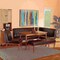Baxton Studio Daymond Mid-Century Dark Brown Faux Leather and Walnut Brown Finished Wood 5-PC Dining Nook Set 186-11349-11350-11351-9305-Zoro - alternate 4